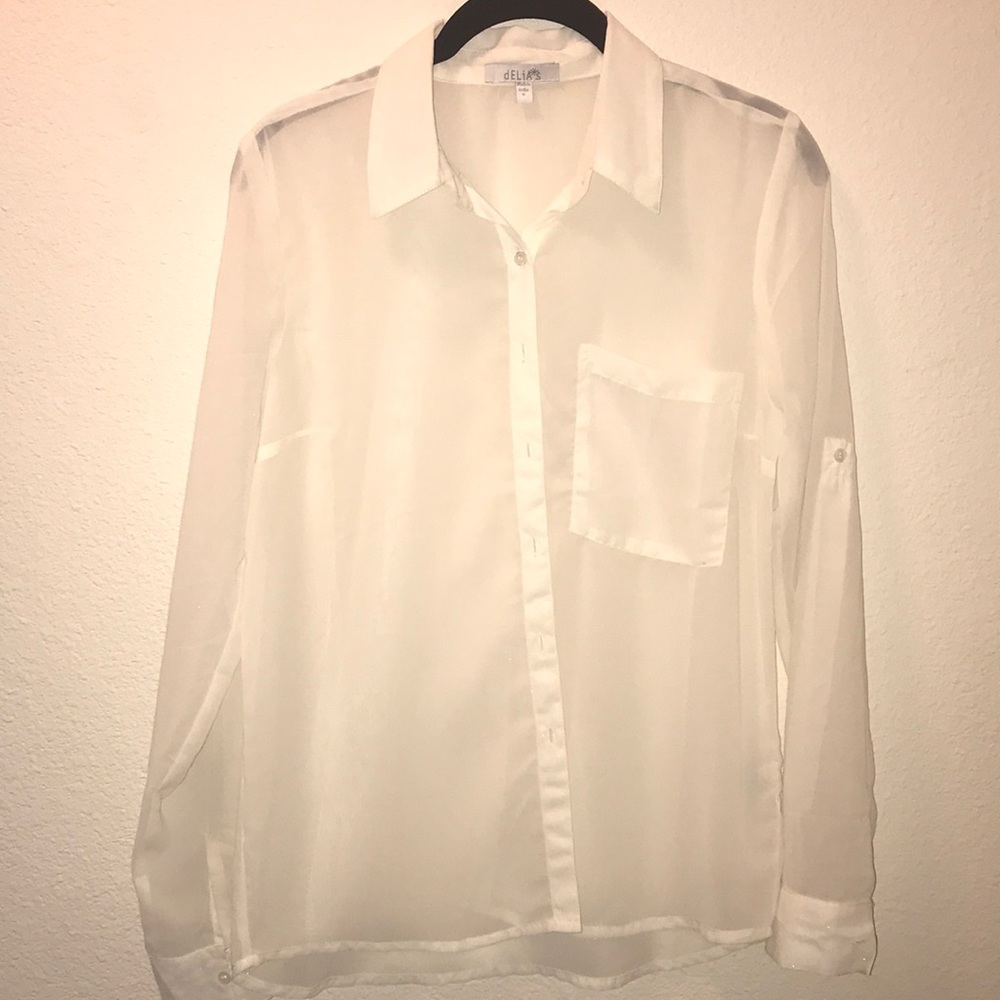 *SOLD*NWOT dELiA*s Sheer Ivory Button-Down
